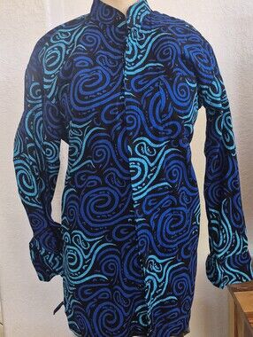Handmade Abstract Design Cotton Button Down Shirt Sz M/L